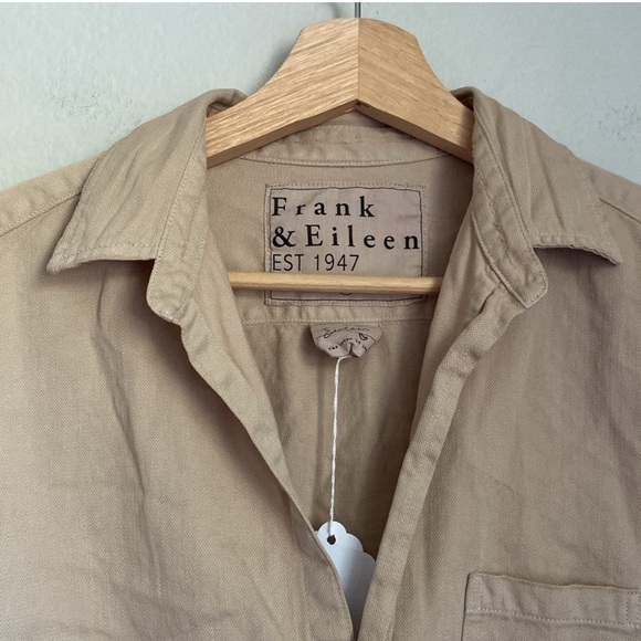 Frank & Eileen - Eileen Woven Relaxed Button Up Shirt Sand Tattered Medium - Picture 6 of 10